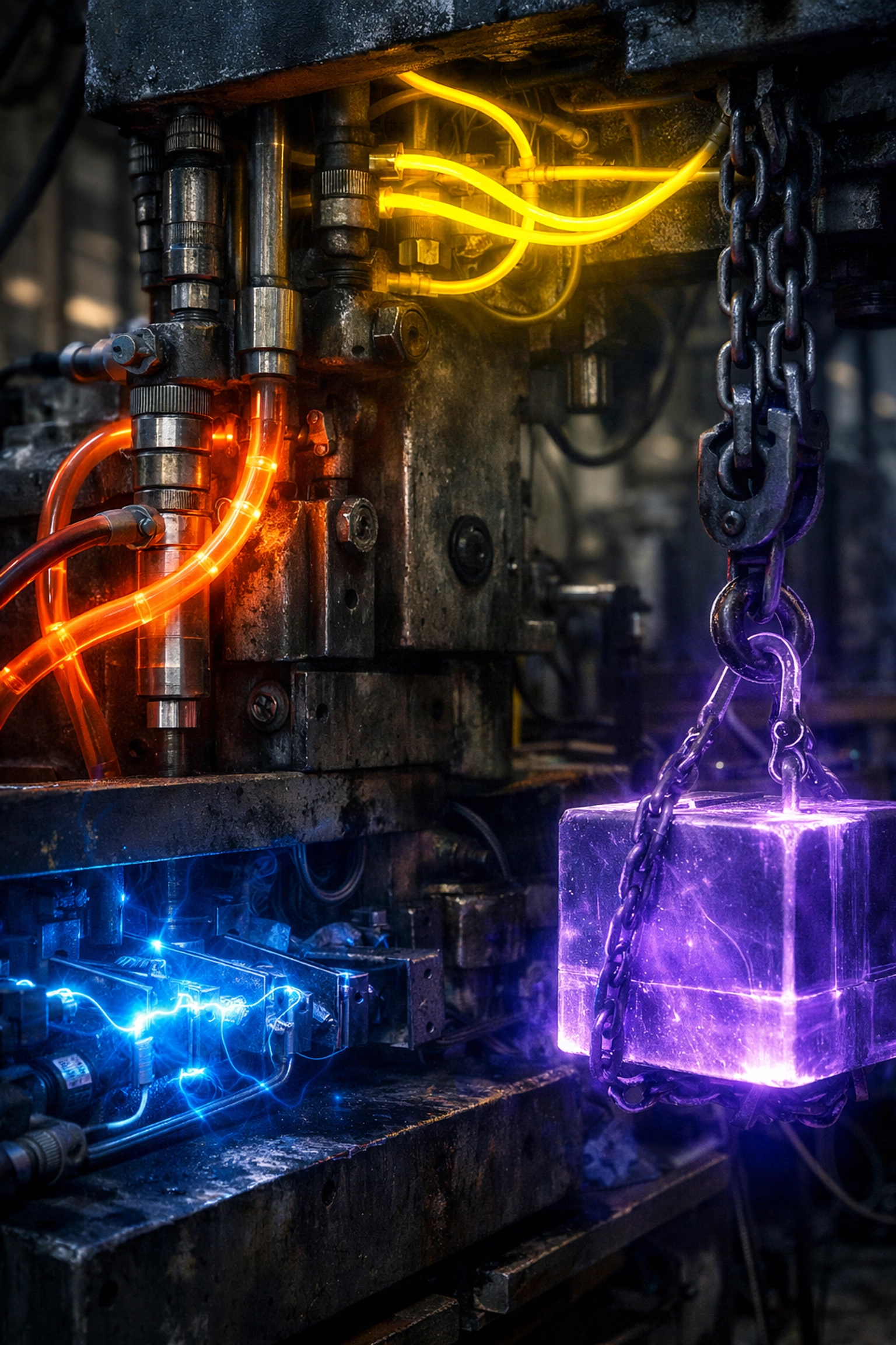 Industrial machinery showing hidden stored energy hazards during maintenance and lockout tagout