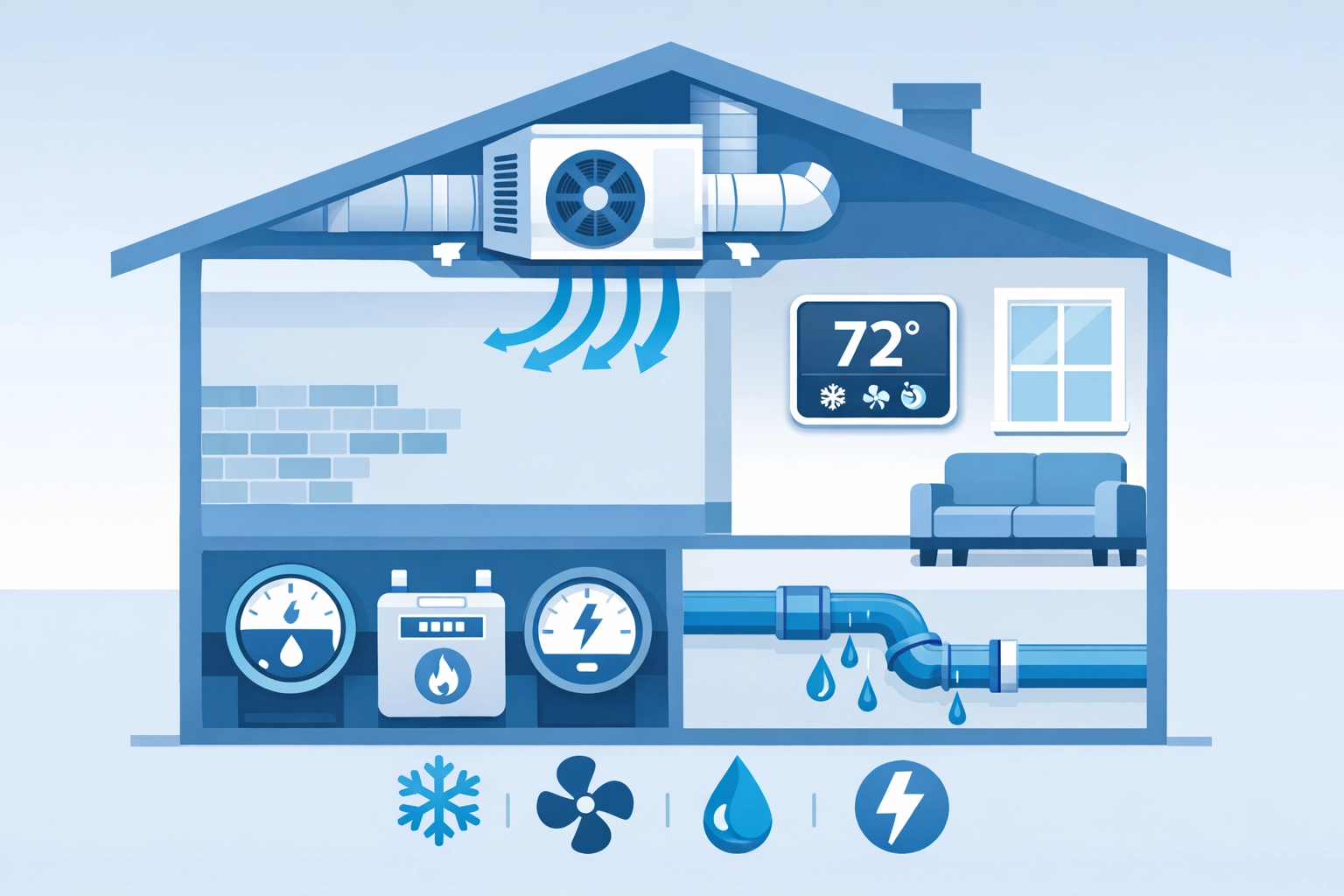 Home maintenance systems including HVAC and utilities for vacant property upkeep
