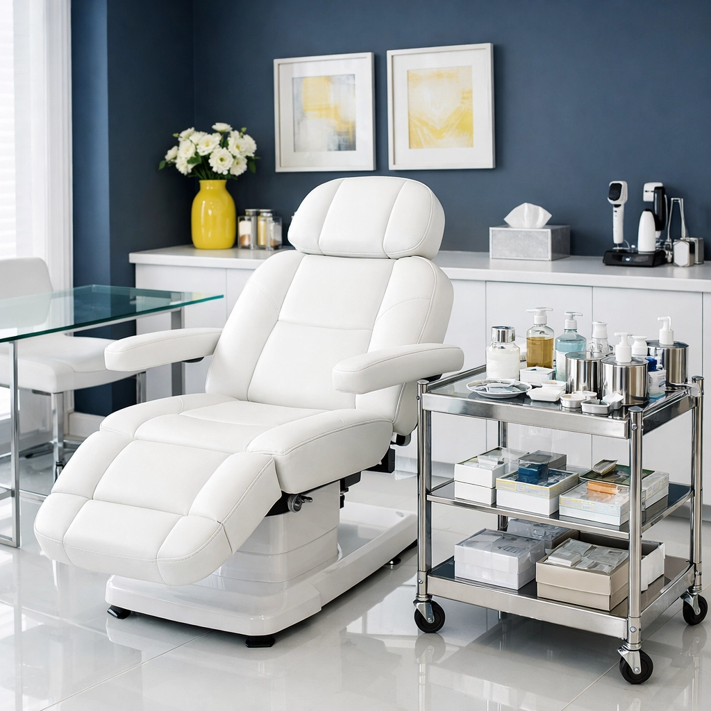 Pristine Brookline medical office exam room with sanitized surfaces and clinical equipment.