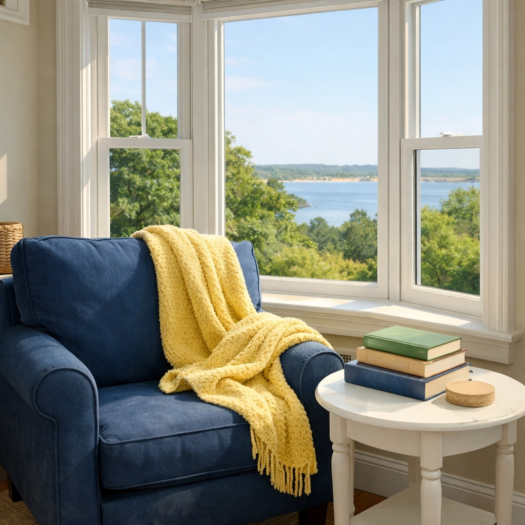Dust-free reading nook in North Falmouth maintained by regular professional house cleaning services.