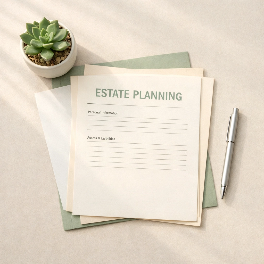 Estate planning documents on desk ready for trust review and updates