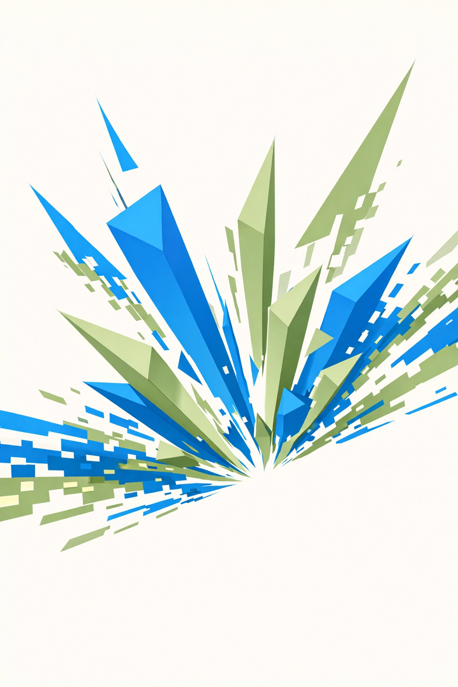 High-velocity shapes representing fast website response times and optimized AI interaction speed.