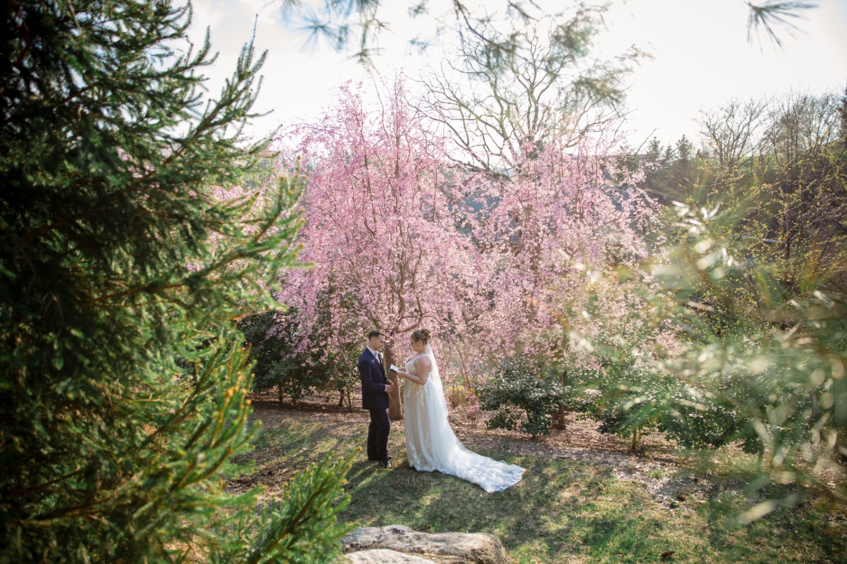 Ashley and Michael in an intimate garden moment at Glasbern Inn