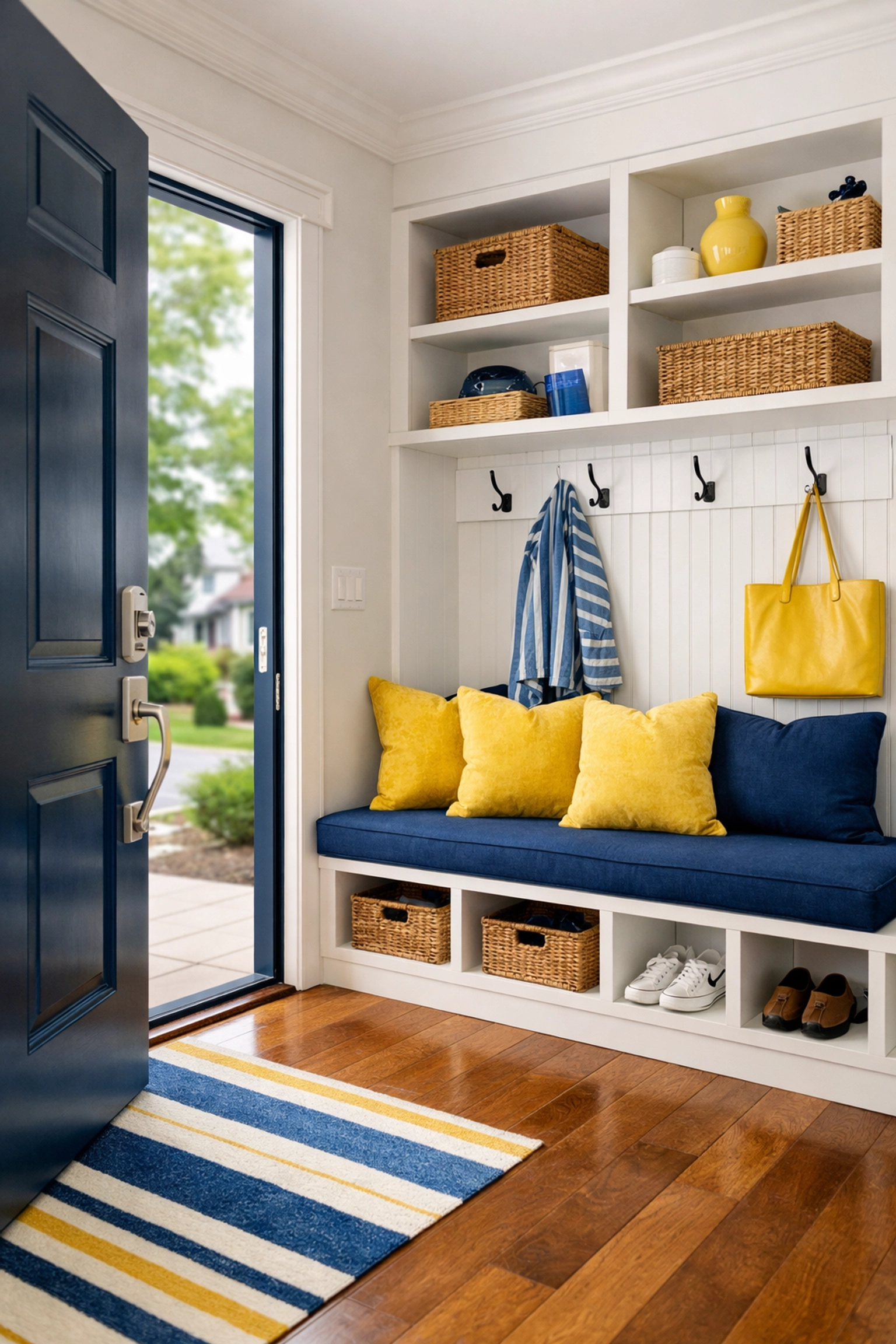 Clean and organized Malden home entryway after receiving professional house cleaning services.