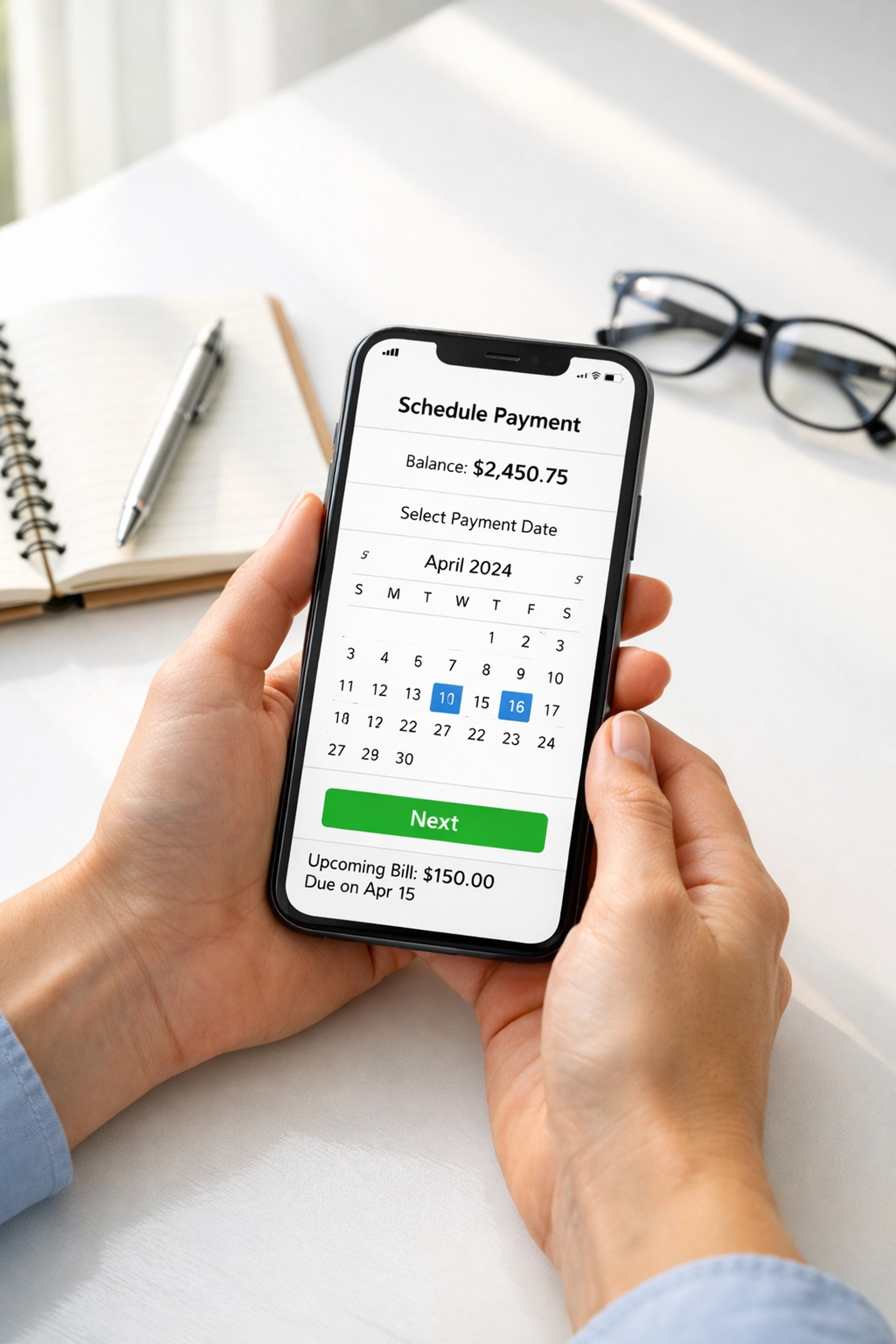 Managing monthly IRS installment agreement payments through mobile payment app