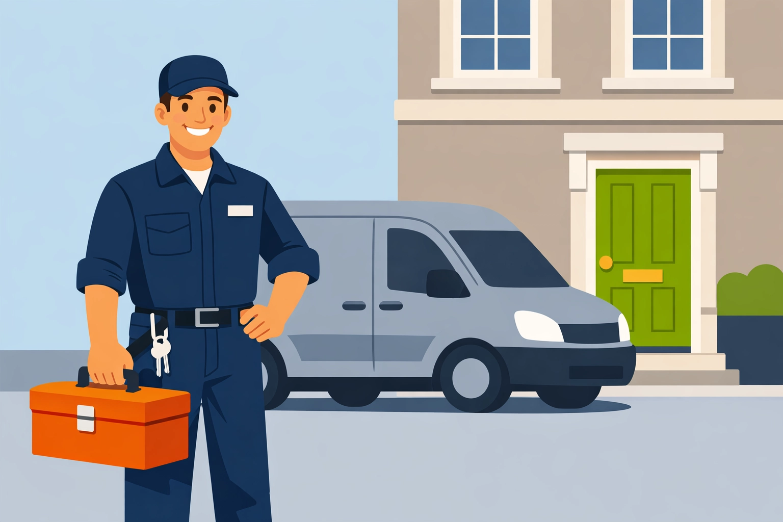 Professional emergency locksmith in Bristol arriving at a house to provide expert security services.