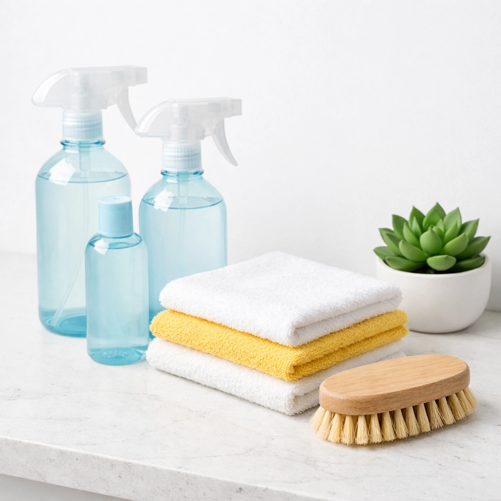 Eco-friendly and non-toxic supplies used for professional house cleaning services MA.