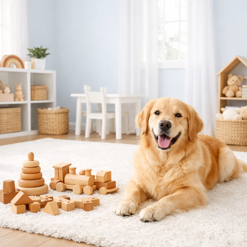 Healthy nursery with a pet, highlighting eco-friendly house cleaning Groton MA.
