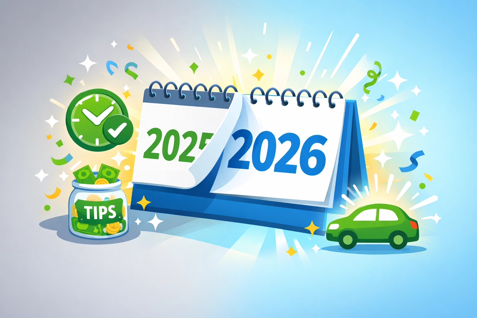 2026 tax year calendar highlighting new deductions for overtime pay, tips, and vehicle expenses