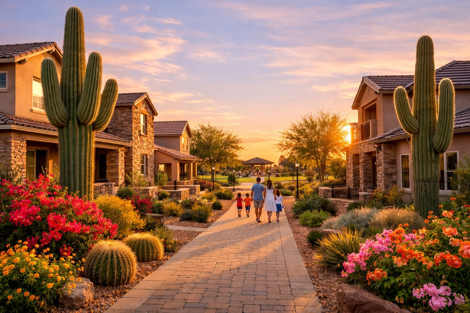 Modern suburban homes in the Marley Park neighborhood of Surprise AZ showing local real estate growth. Modern suburban homes in the Marley Park neighborhood of Surprise AZ showing local real estate growth.