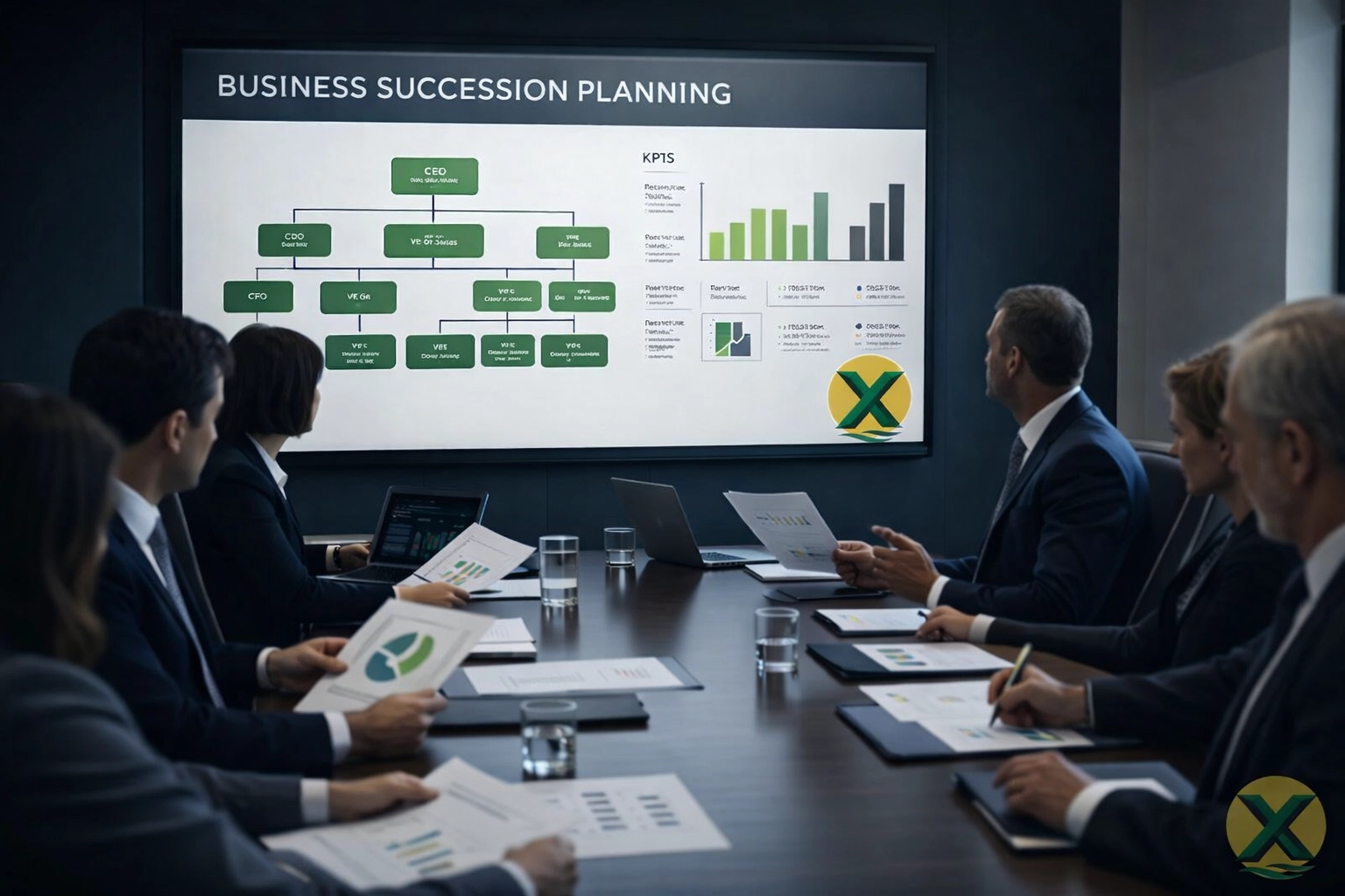 Executive boardroom representing management depth and a turnkey business prepared for a premium exit.