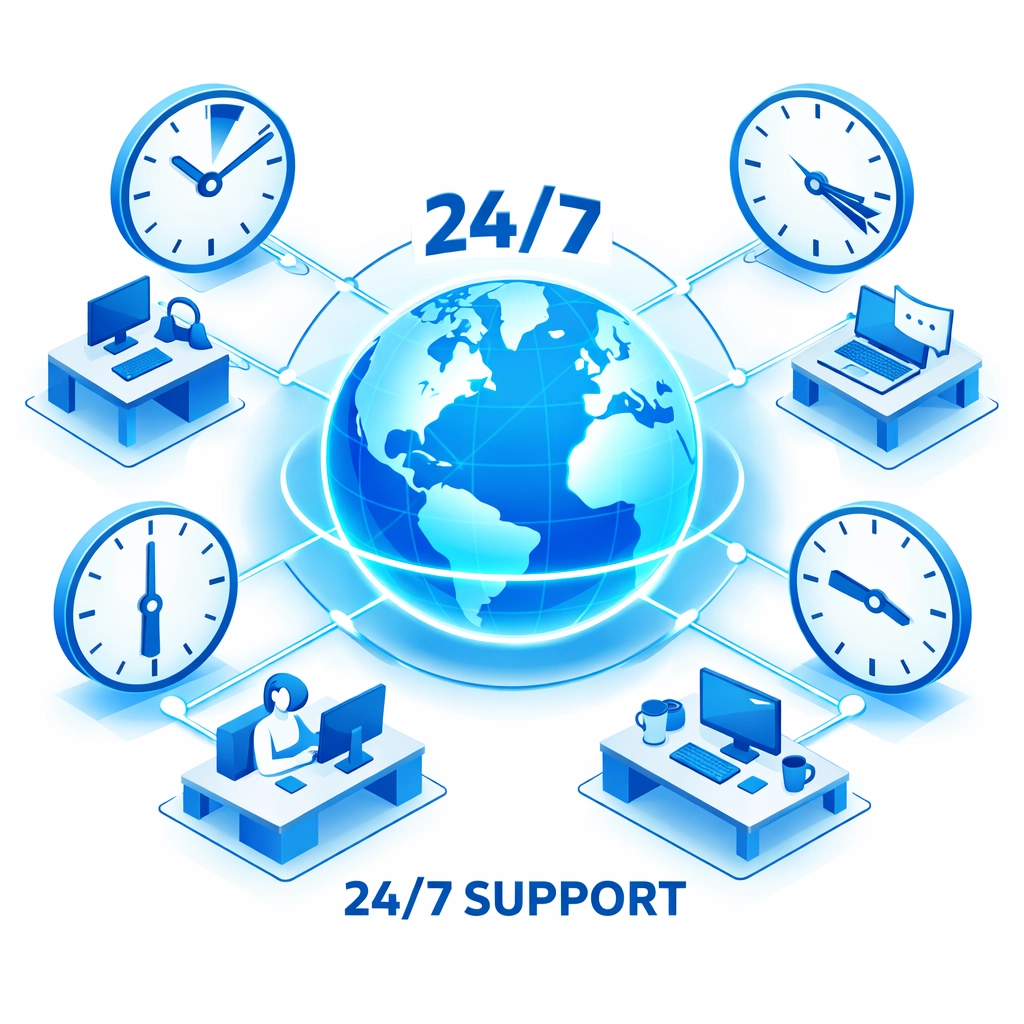 Visual representation of in-house IT staff response time and availability