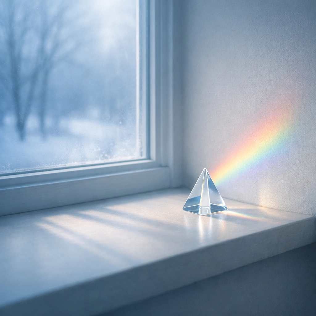 Natural light through a window prism, reflecting the importance of light for seasonal depression treatment.