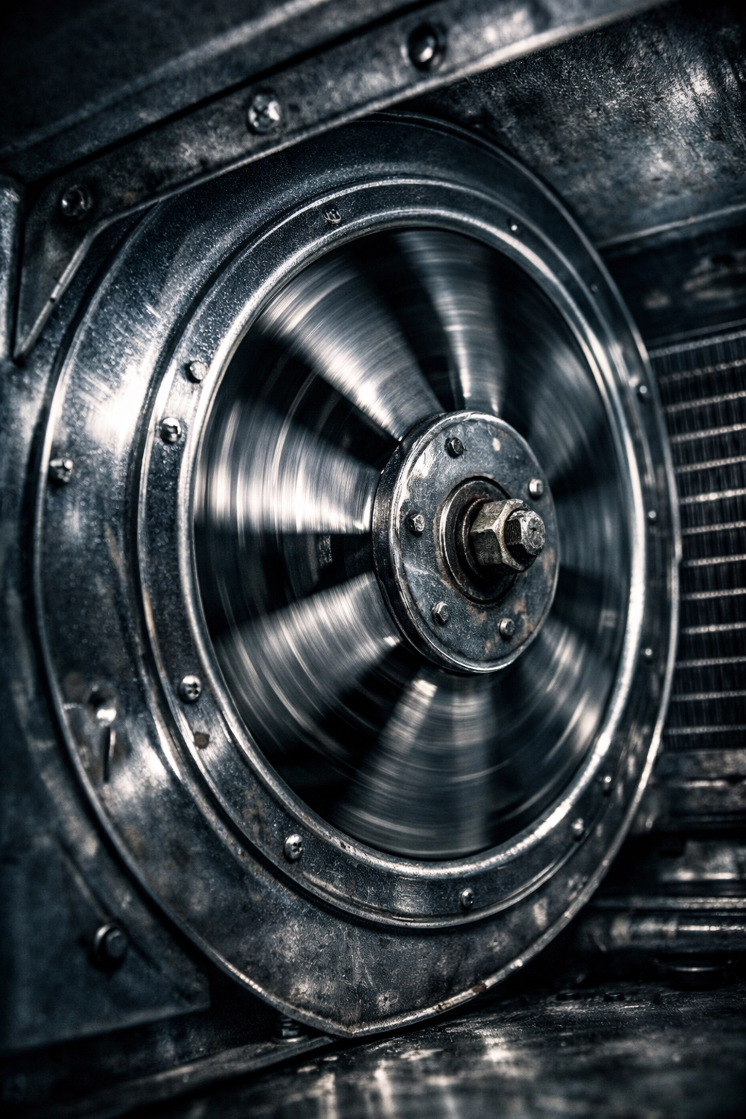 Metallic AC blower wheel in a steel housing needing professional ac repair near me.