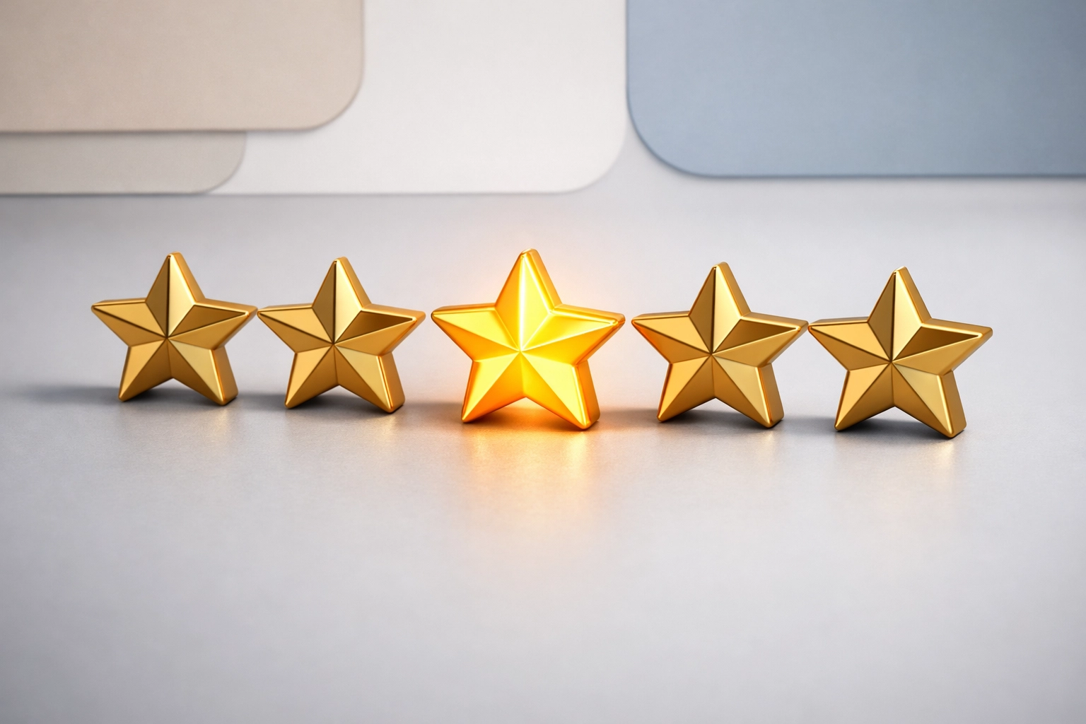 Five-star rating system illustrating Amazon product reviews and customer trust