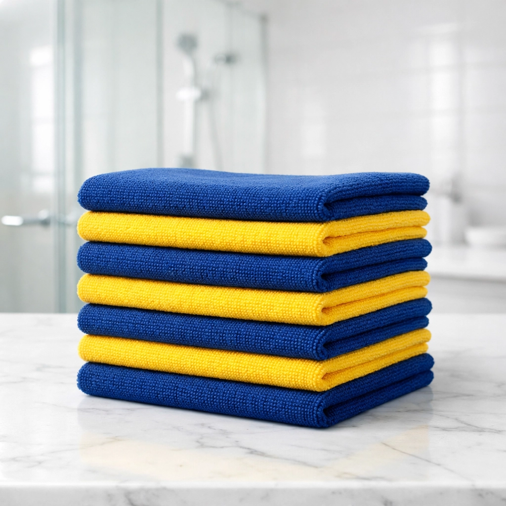 Color-coded microfiber cloths for hygienic house cleaning Lowell MA to prevent cross-contamination in apartments.