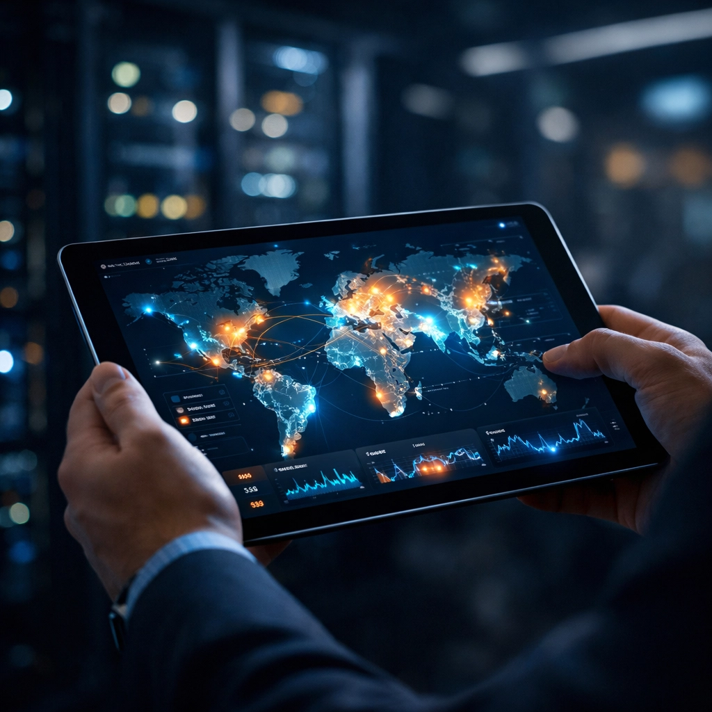 Real-time remote power monitoring on a tablet for managing edge computing and server site health.