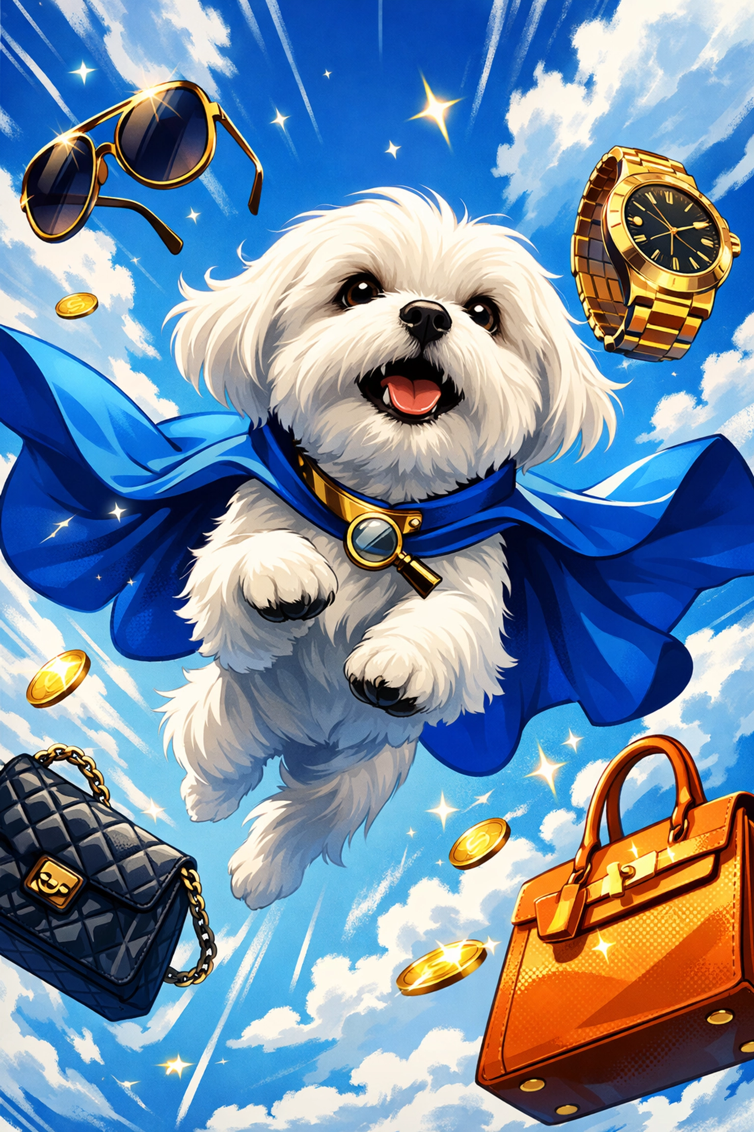 Daisy the Maltese superhero protects the market by helping shops authenticate luxury items like bags and watches.