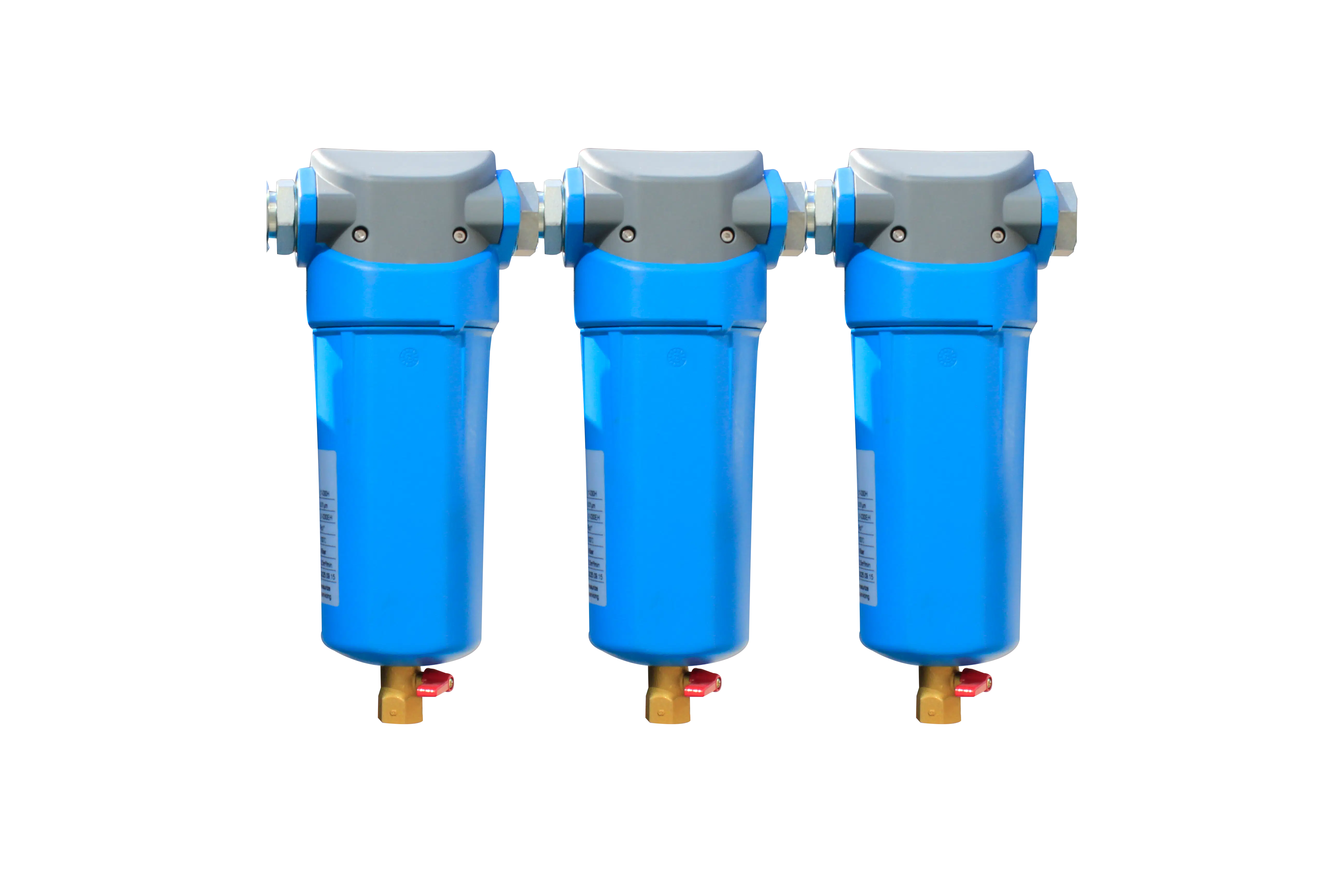 Triple high-efficiency air filters for removing oil and water contaminants