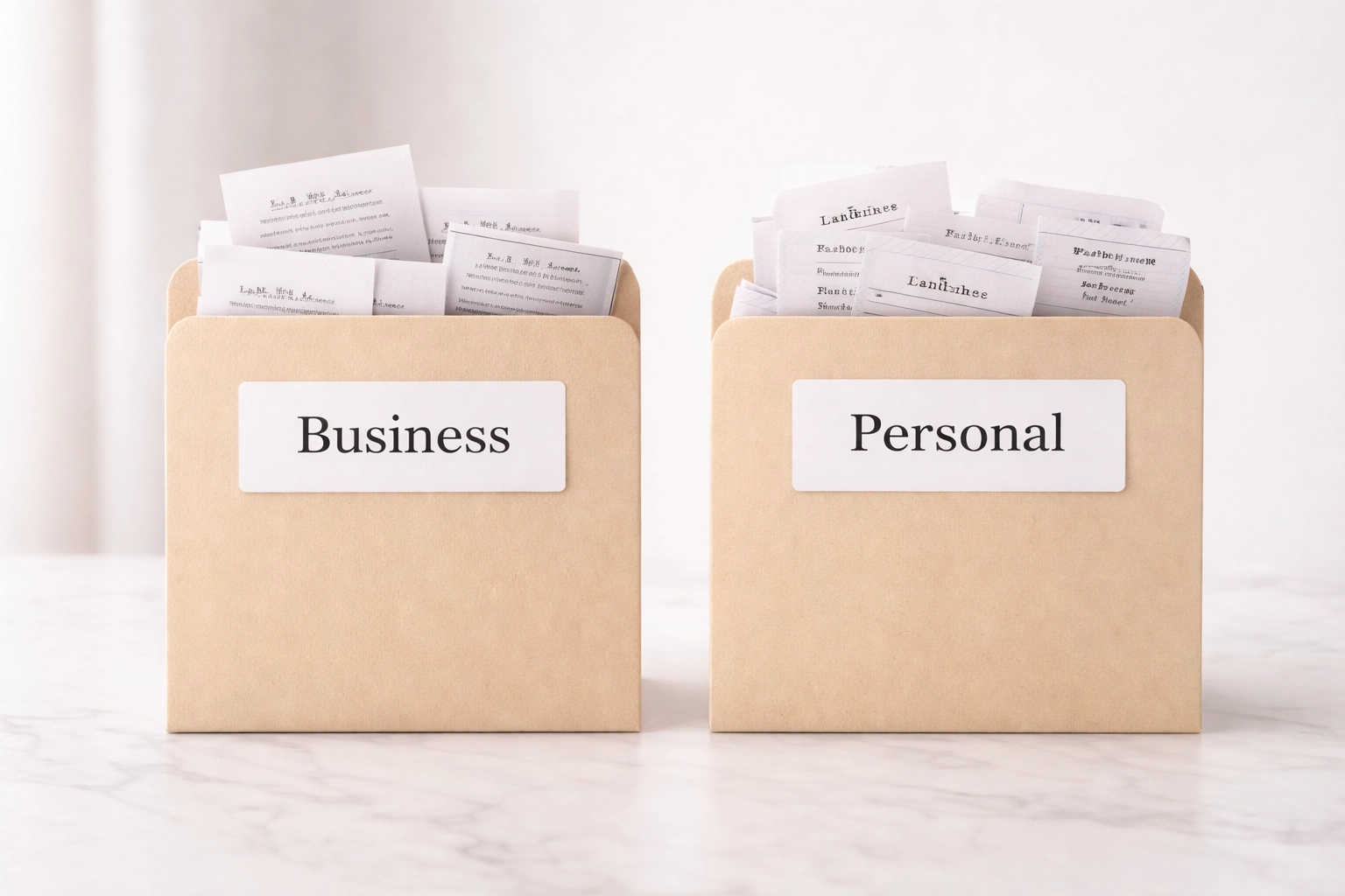 Separate jars for cash and receipts illustrating S Corp business and personal finance separation