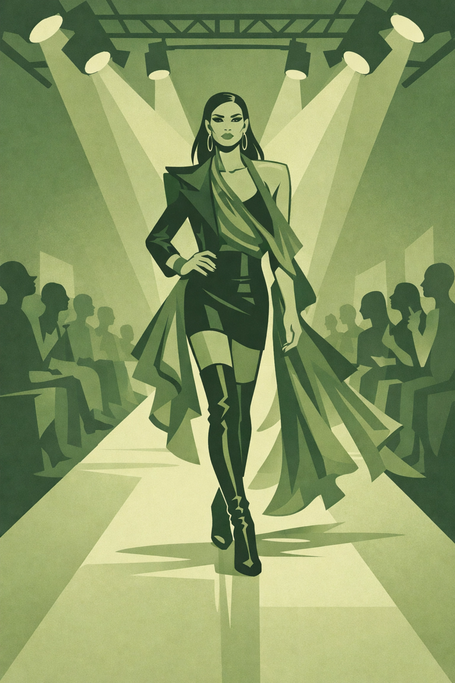 Transgender fashion model on luxury brand runway representing inclusive representation