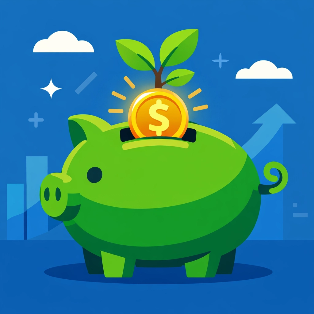 A piggy bank and growing plant representing strategies to maximize tax refund in Connecticut.