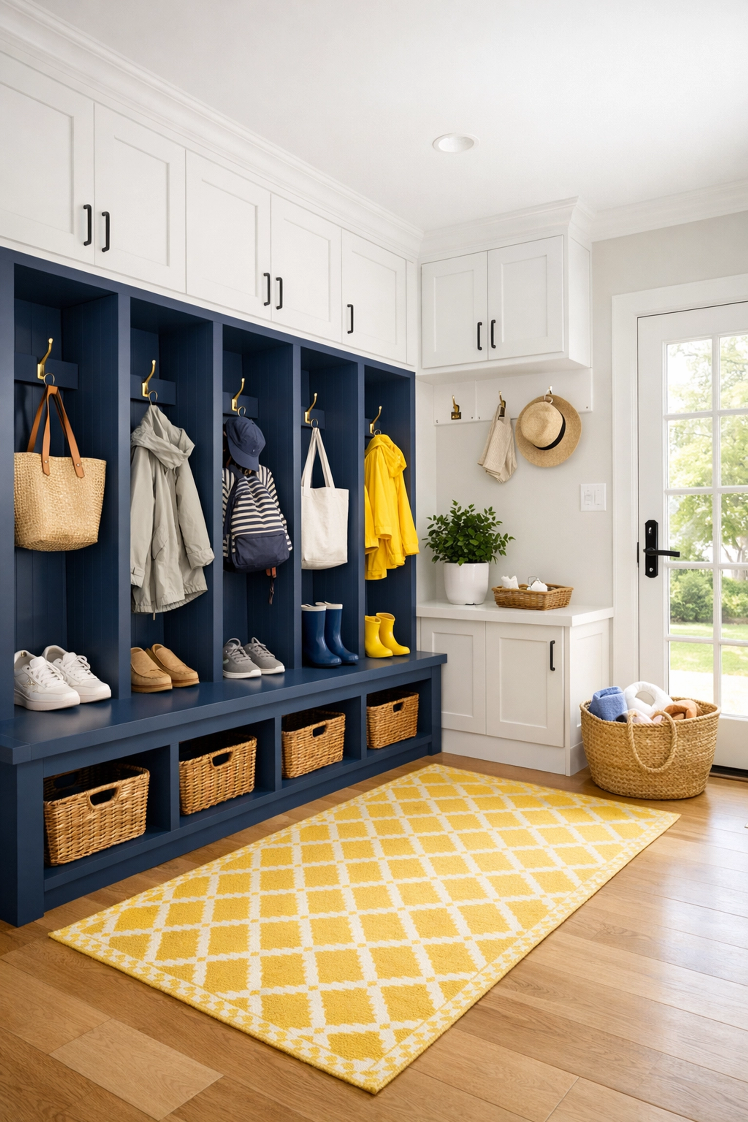 Clean and organized mudroom entryway maintained by professional cleaners in Hingham.