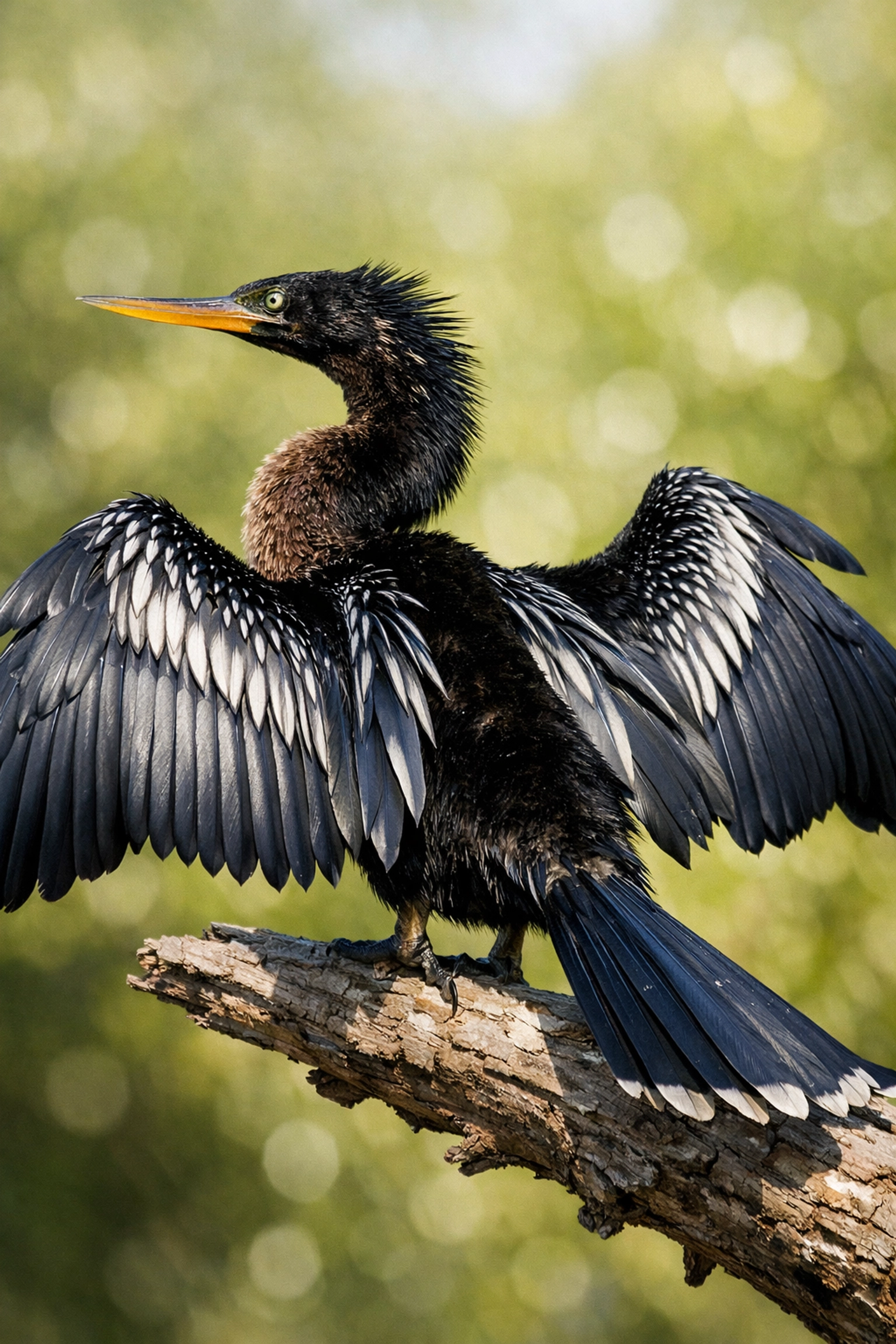 Anhinga drying its wings on the Anhinga Trail, one of the best Everglades bird photography spots.
