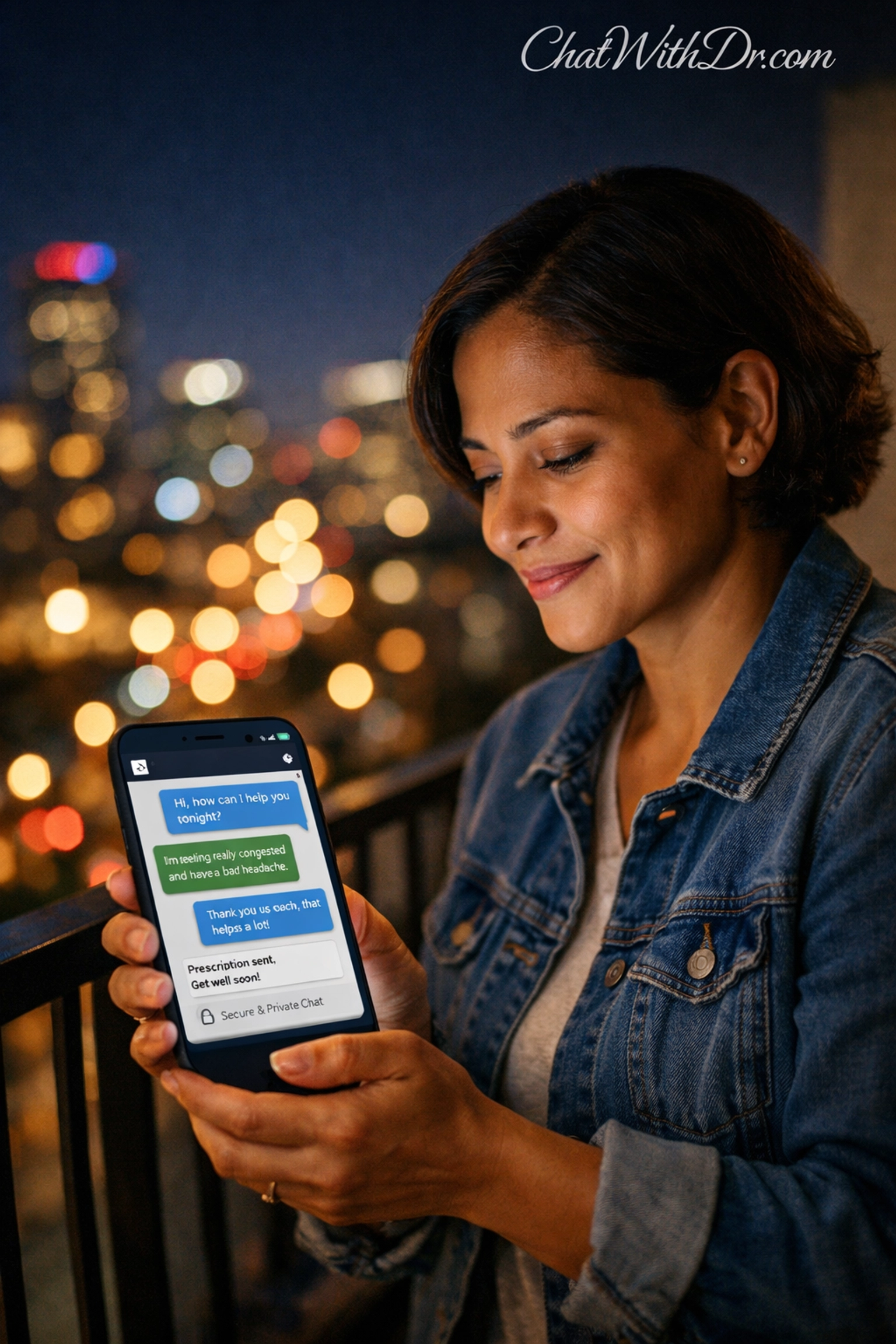 Person using a smartphone to chat with a doctor 24/7, skipping the waiting room with an online medical chat.