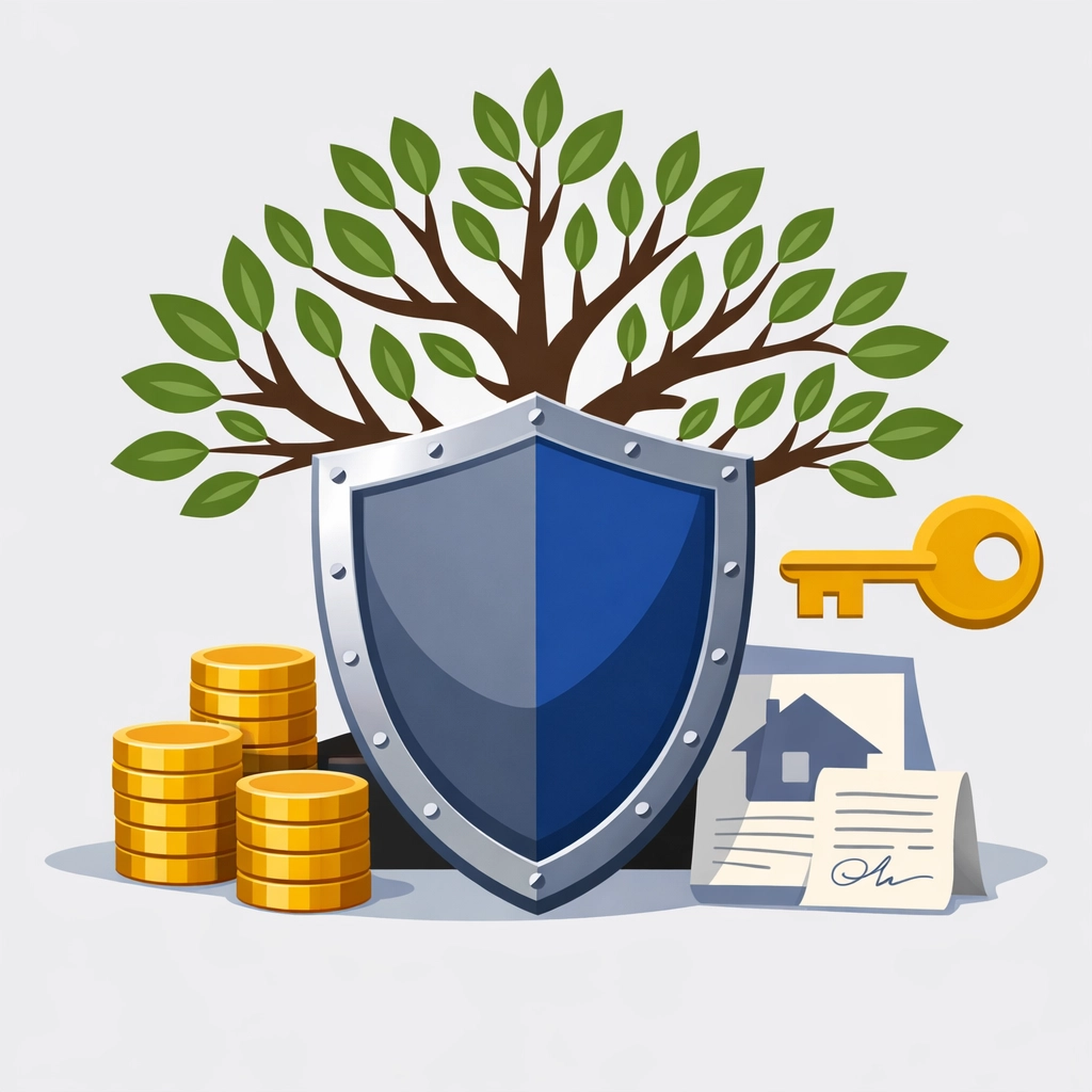 Estate planning and wealth preservation illustration for maximizing tax refunds and shielding assets.