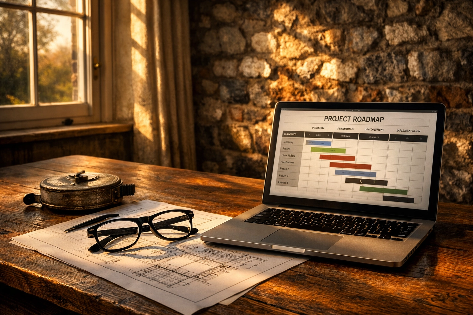 Planning a home renovation in West Sussex with a detailed project roadmap and professional survey tools.