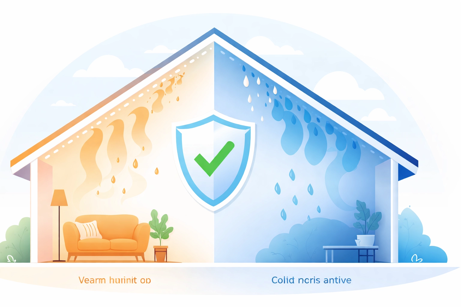 Diagram showing how loft insulation prevents condensation and moisture that can lead to indoor mould and allergens.