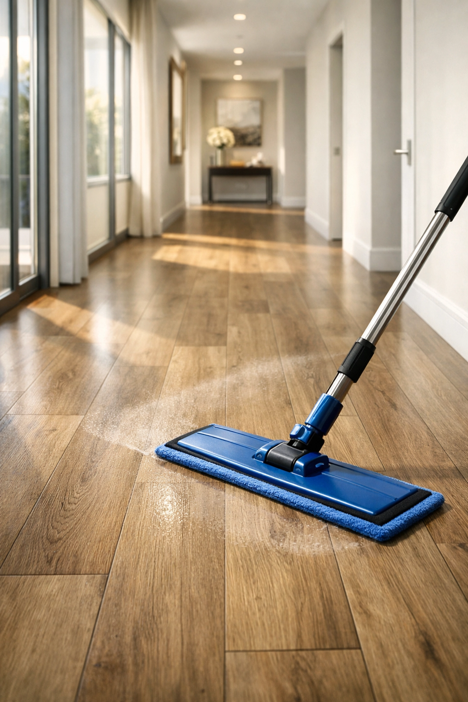 Professional mopping by a House Cleaning Westford team using high-end cleaning equipment.
