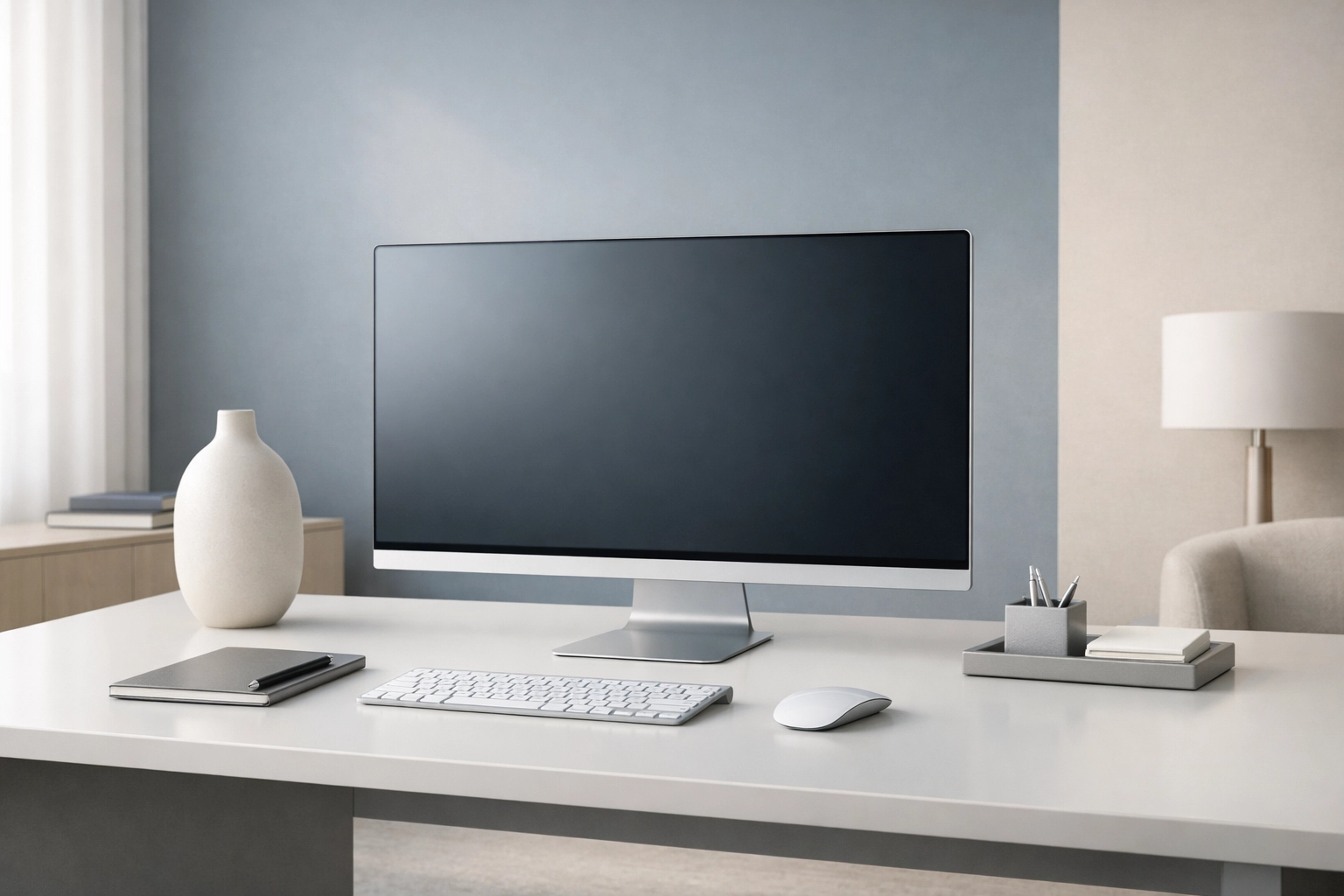 A modern, professional executive office space representing streamlined tax business operations and ERO support services.