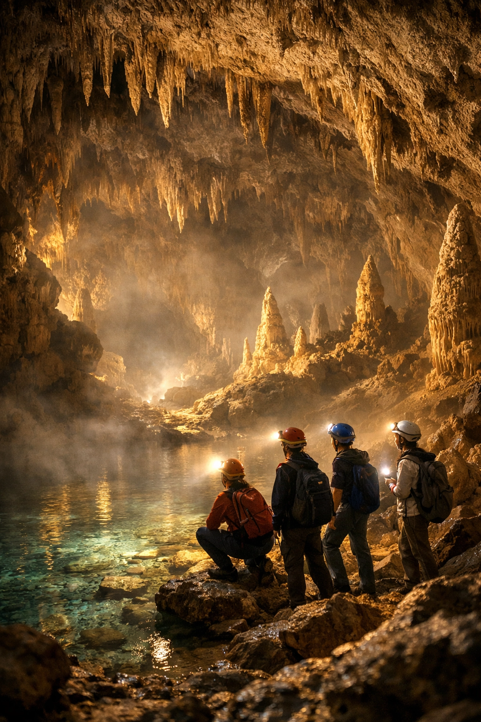 Students cave tubing and exploring limestone formations on Belize educational trip