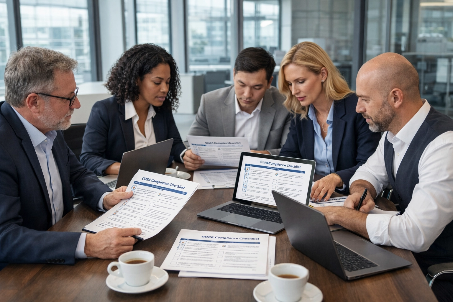 Compliance professionals conducting ServiceNow audit for DORA regulatory requirements