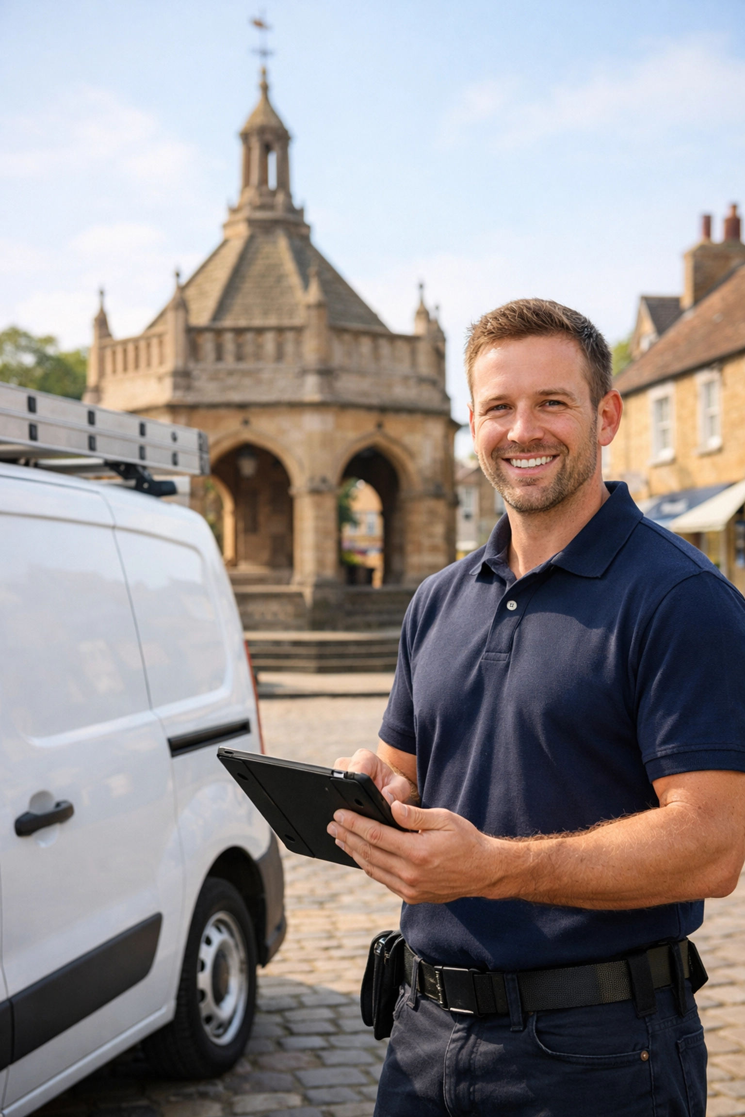 Professional security system technician in Somerton providing a free home security survey.
