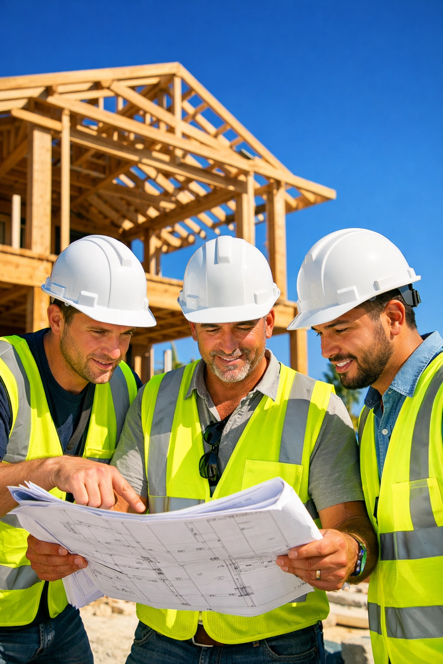 Construction crew in Sarasota, showing productivity gains from group health insurance florida coverage.