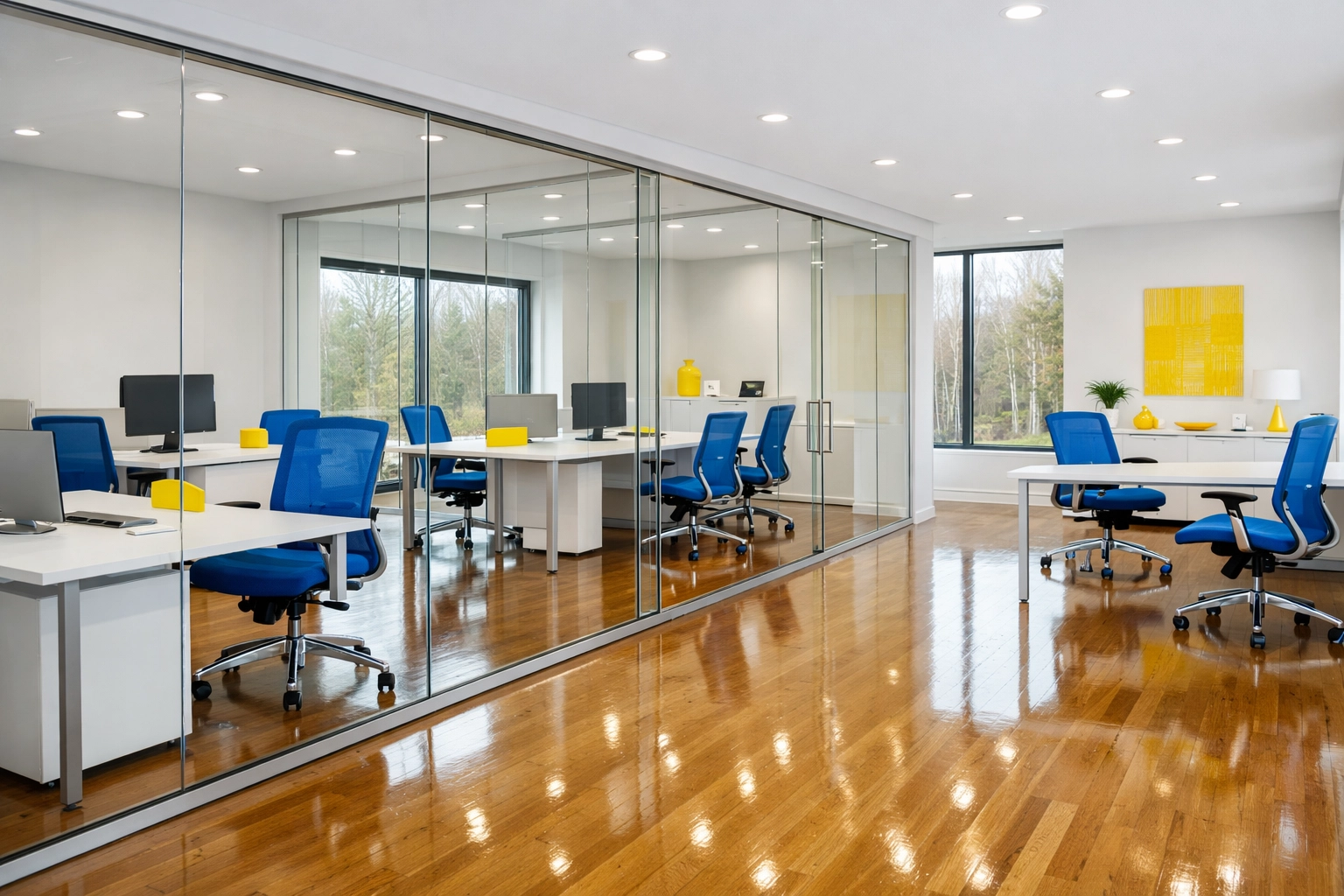 Modern office in Lincoln sanitized and polished through professional commercial cleaning and deep cleaning services.