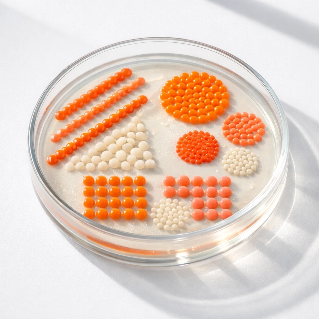 Feline microbiome bacterial cultures in laboratory dish for personalized cat nutrition testing