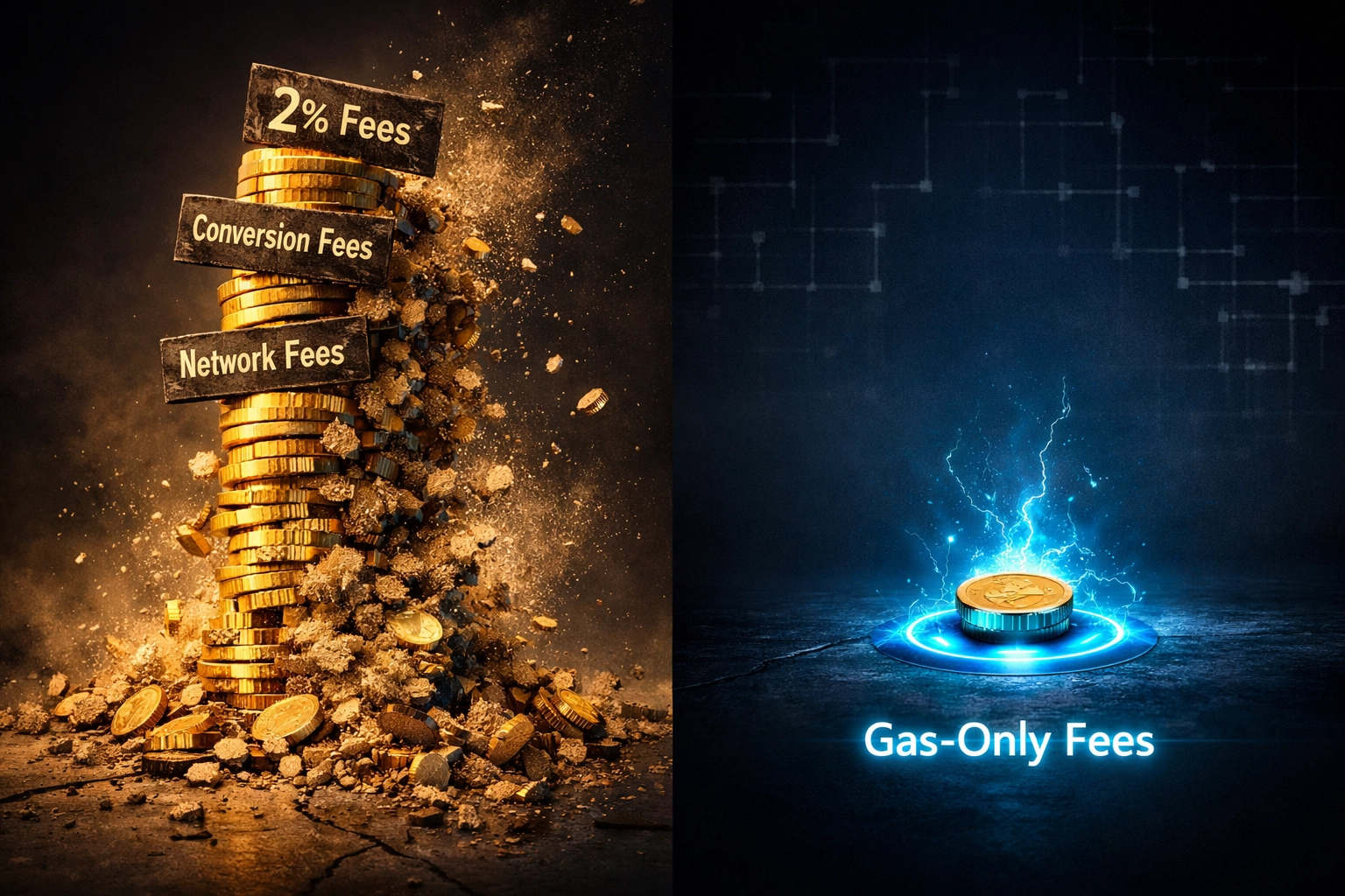 Crypto payment processor fees comparison: high percentage fees vs Larecoin's low gas-only transaction costs