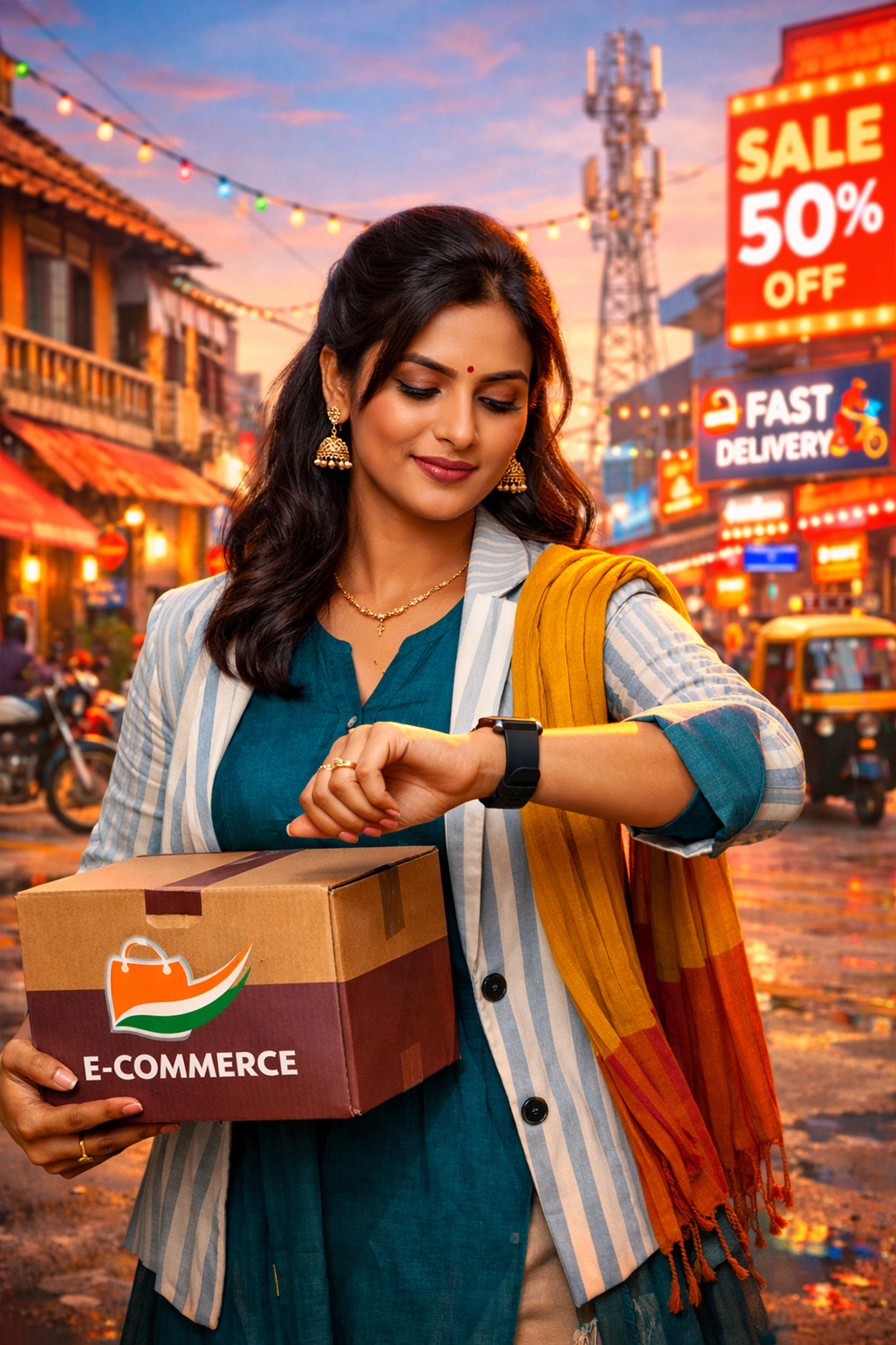 Aspirational consumer in a Tier-3 town participating in the Bharat e-commerce explosion.