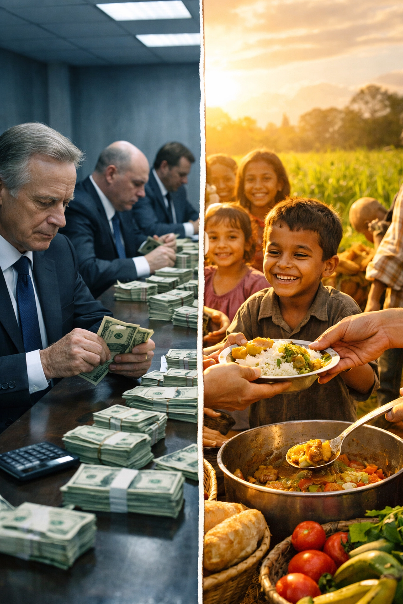 Traditional payment processor profits versus Larecoin charity donations feeding children globally