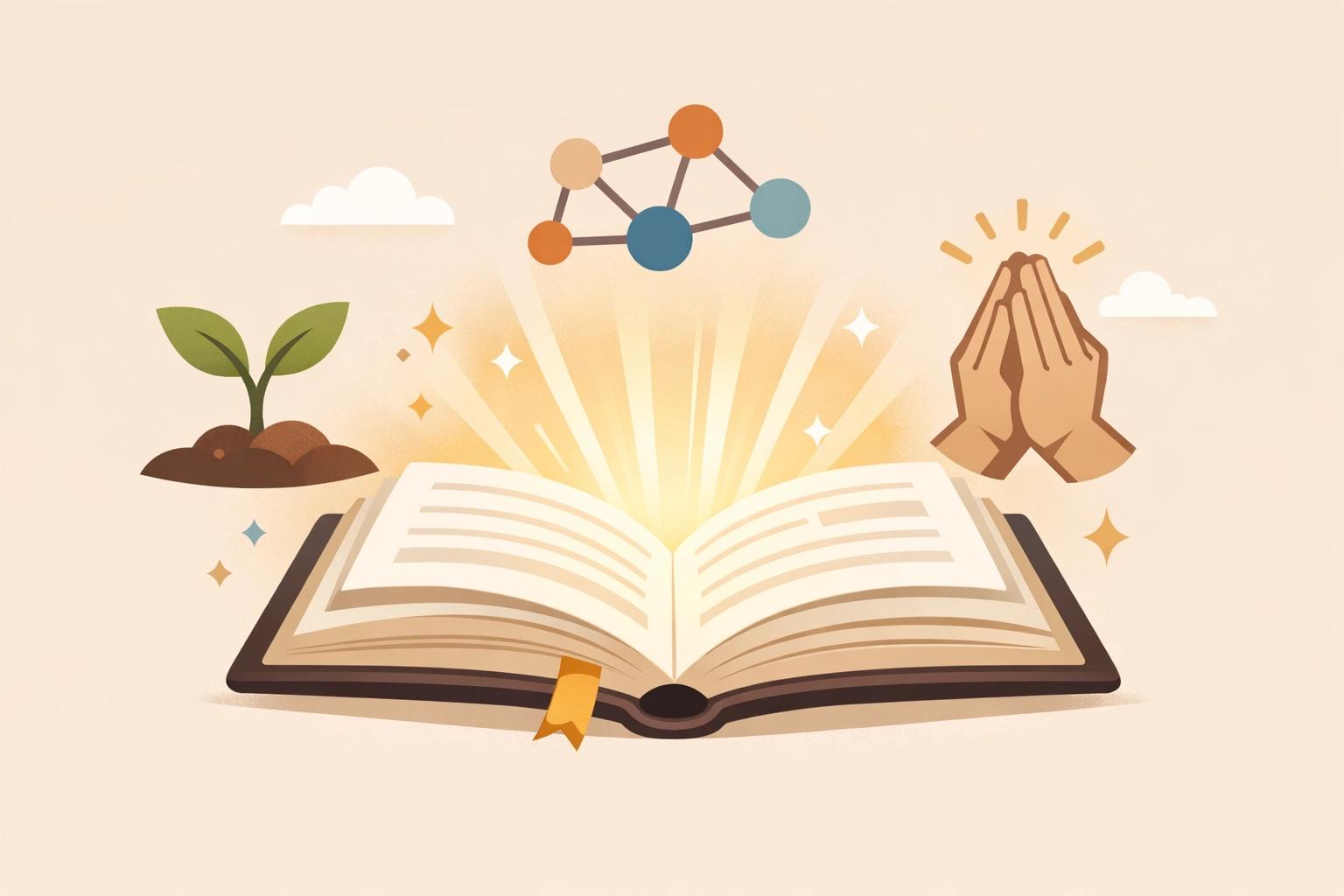 Open Bible with spiritual growth symbols representing increased Bible engagement