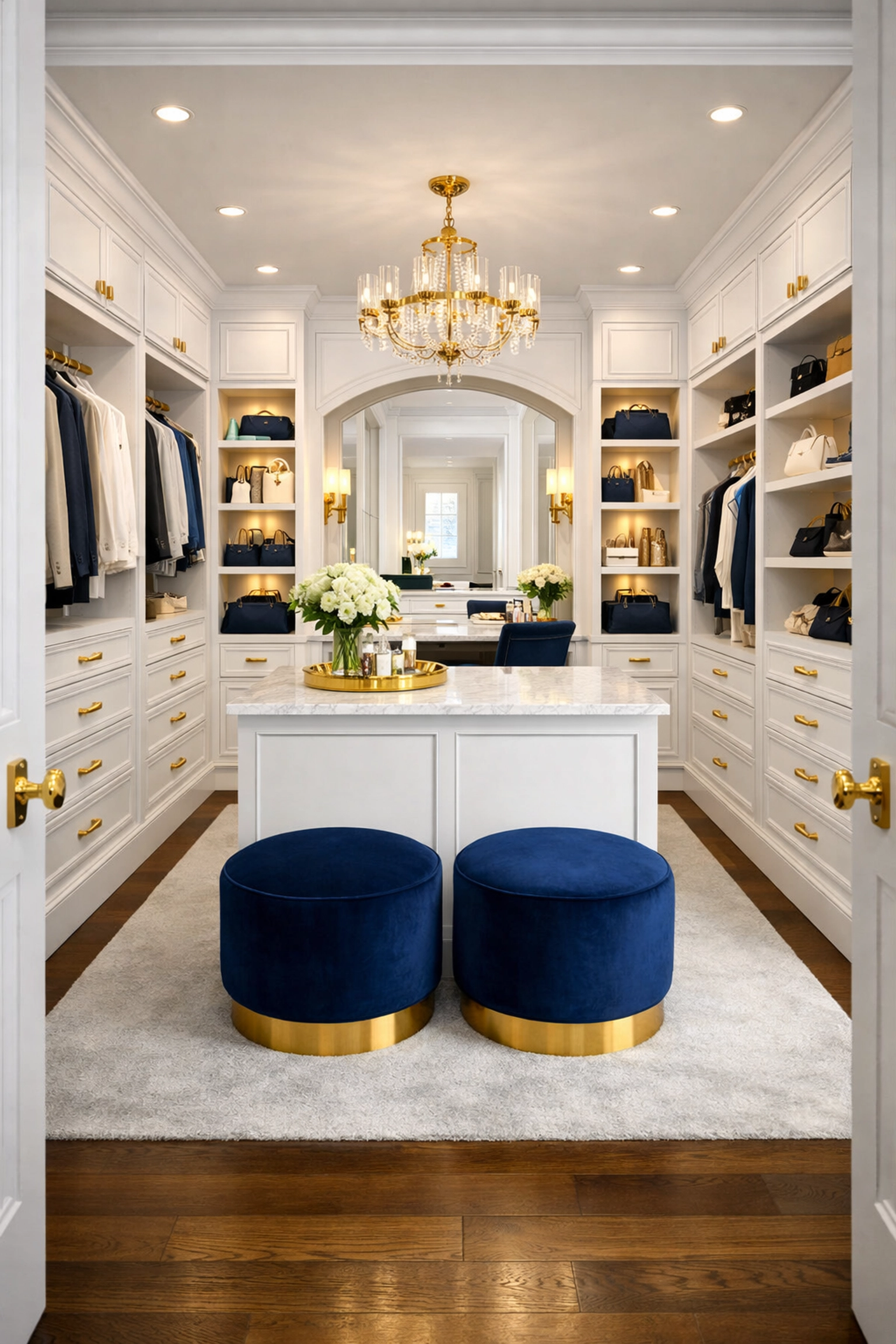 Immaculate walk-in closet in a luxury home after professional residential cleaning Massachusetts.