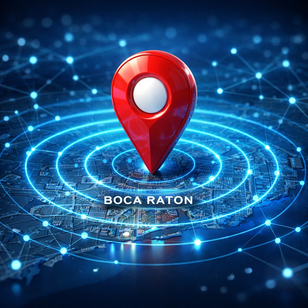 Google Maps location marker for Boca Raton business with local SEO visibility signals