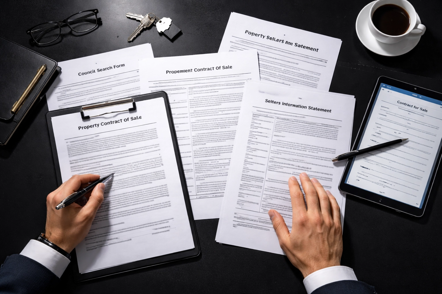 Brisbane conveyancer reviewing property contracts and legal documents for transparent client service