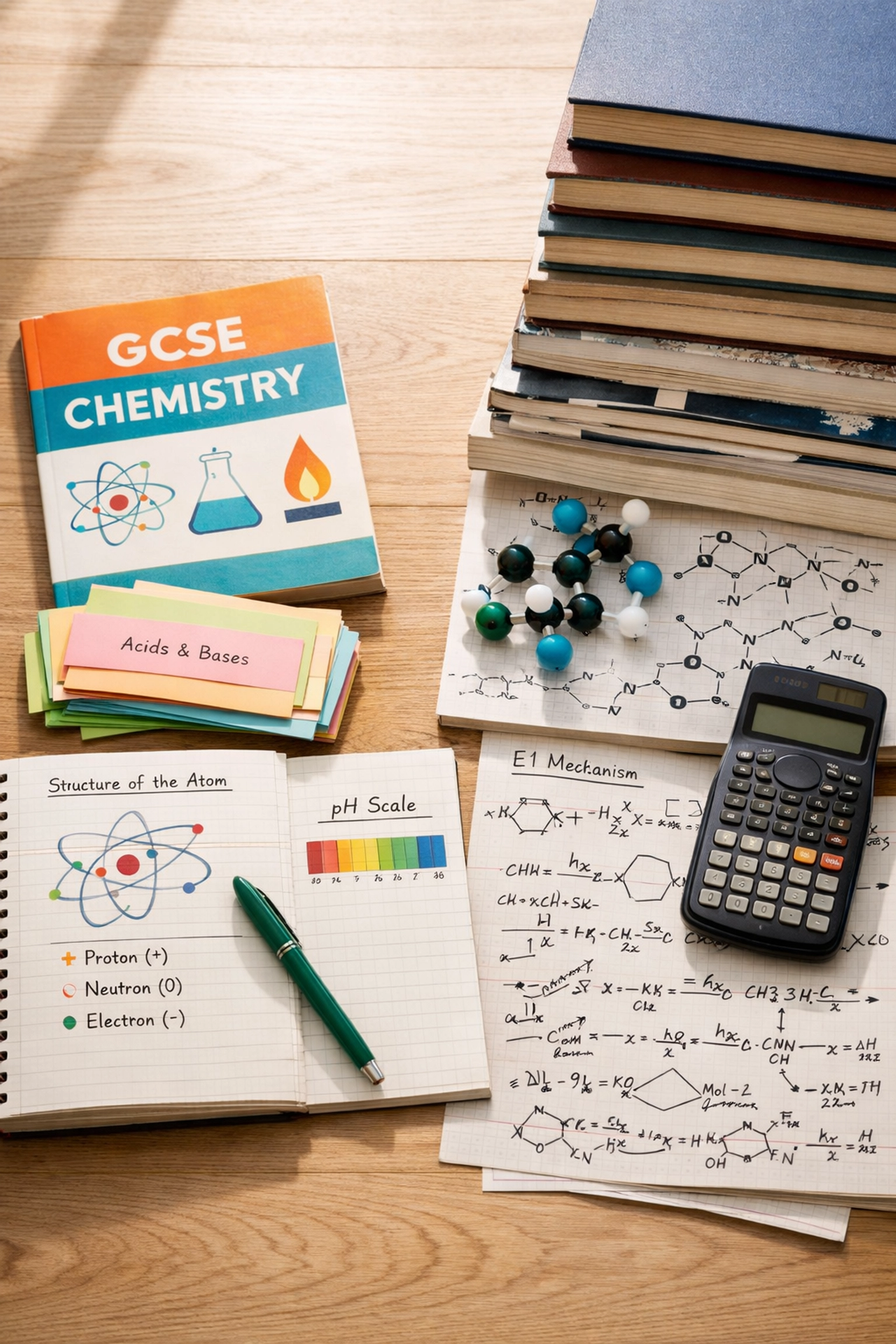 GCSE vs A-Level chemistry textbooks showing the dramatic increase in complexity and study materials