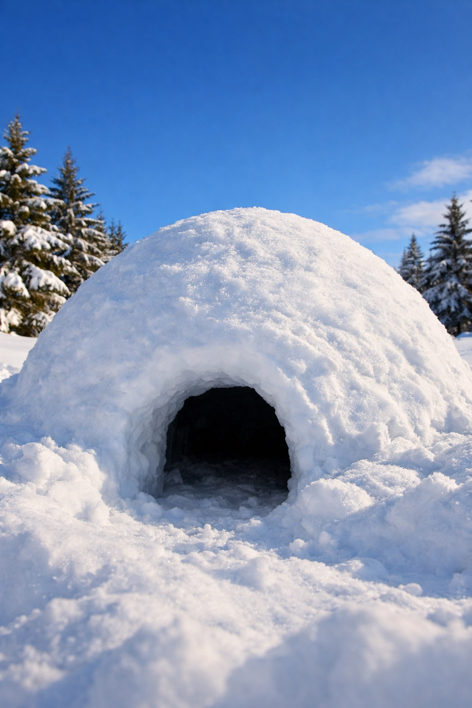 Quinzhee snow shelter for cold weather survival in UK wilderness