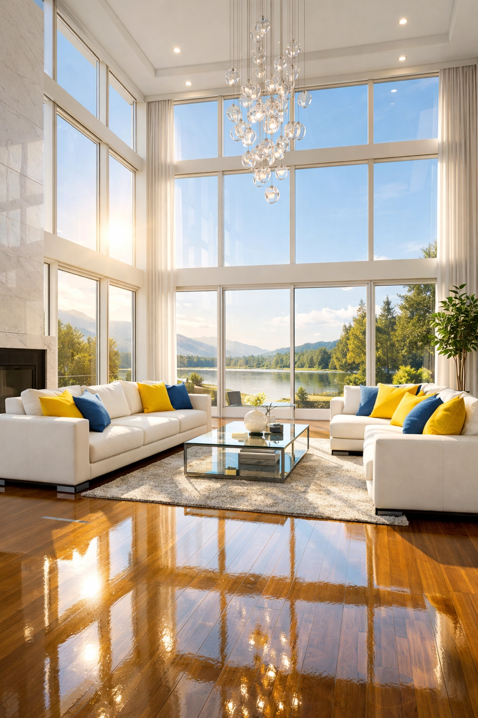 Immaculate sun-filled living room featuring professional luxury residential cleaning in Hopkinton.